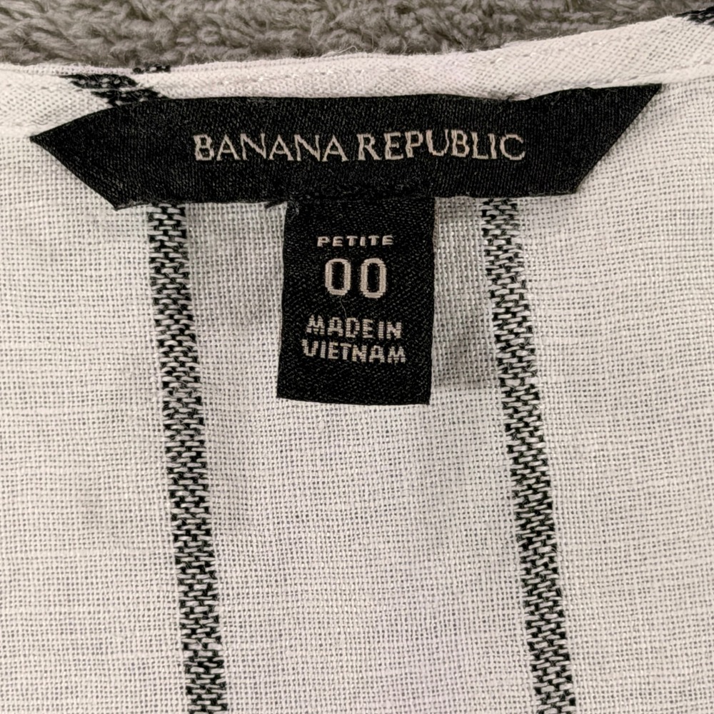 Banana Republic Jumpsuit Womens 00P White Black Stripe Linen Cotton Wide Leg - Picture 7 of 9